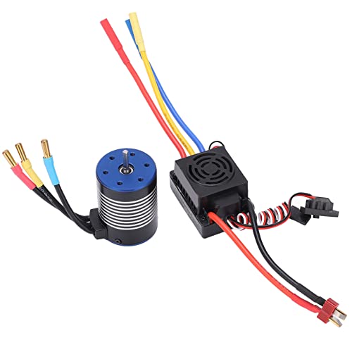 RC Brushless Motor Set, RC 3650 3500KV 4 Pole Sensorless Brushless Motor Wasserdicht 60A ESC Set für 1/10 RC Car Automodell Spielzeug von VGEBY