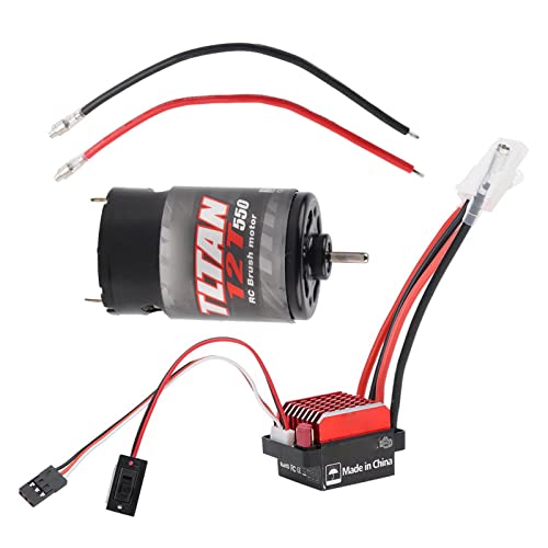 VGEBY RC-Bürstenmotor, 550-Bürstenmotor 360A Gebürsteter Elektronischer Geschwindigkeitsregler ESC Passend für 1/10 RC-Car-Bürstenmotor (12T) von VGEBY