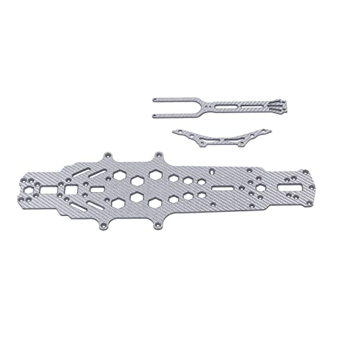 VGEBY RC Drift Racing Chassis, Carbon Fiber RC Bottom Chassis Plate Frame für YOKOMO YD2-Z 1/10 Remote Control Drift Car (Silber) von VGEBY