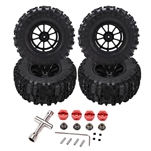 VGEBY RC Fahrzeugräder Reifen,RC Reifen Set Schwarz mit Kunststoffnabe für Monster Truck 1/8 1/10 Short Course Truck RC Drift Wheels RC Teil Automodell Spielzeug von VGEBY