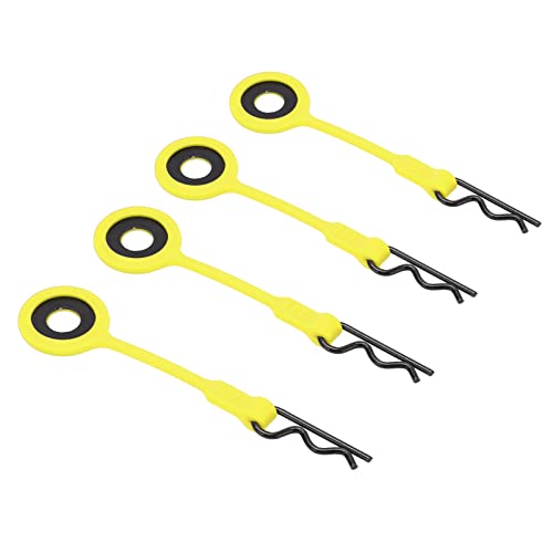 RC Karosserie Clips Pins, 4PCS RC Karosserie Clips Pins RC Auto Shell Body Feste Clips Halter Silikon Metall Universal für 1/10 Modellauto(Gelb) Automodell Spielzeug von VGEBY