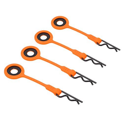 VGEBY RC Karosserie Clips Pins, 4PCS RC Karosserie Clips Pins RC Auto Shell Body Feste Clips Halter Silikon Metall Universal für 1/10 Modellauto(Orange) Automodell Spielzeug von VGEBY