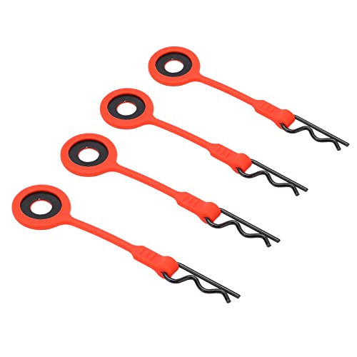 VGEBY RC Karosserie Clips Pins, 4PCS RC Karosserie Clips Pins RC Auto Shell Body Feste Clips Halter Silikon Metall Universal für 1/10 Modellauto(rot) Automodell Spielzeug von VGEBY