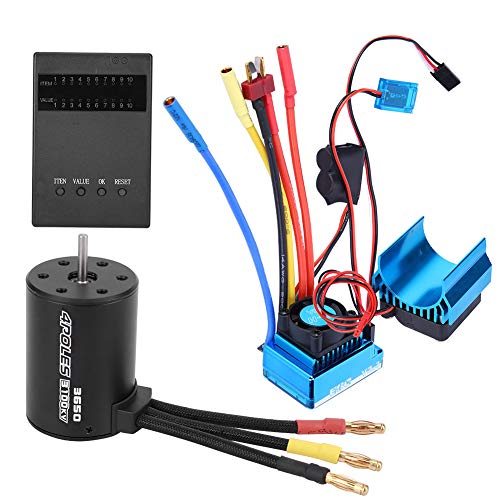 VGEBY RC-Motor-ESC-Set, RC-Brushless-Motor-Combo-Set 3650 3100KV Bürstenloser Motor 120A Bürstenloser ESC-Kühlkörper-Programmkartensatz für 1/10 RC-Car (60A) von VGEBY