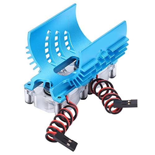 RC Motorlüfter, Doppellüfter Motorkühlung Kühler Doppellüfter Motorkühlkörper 40-42mm Kühlkörper Doppellüfter für 1/8 RC Auto(Blau) Automodell Spielzeug von VGEBY