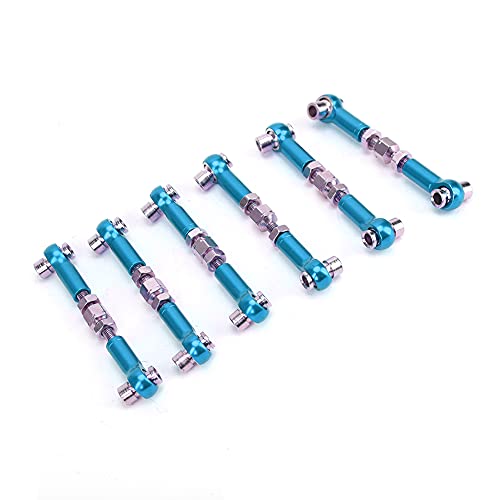 VGEBY RC-Spurstangen-Set, 6-teilig, Verstellbar, RC-Car-Servoverbindungen, Spurstangen-Set, Aluminiumlegierung, RC-Car-Gestänge-Set für RC-Car 1/10 Touring Car (hellblau), VGEBY2N9Q8UBR0M-15 von VGEBY