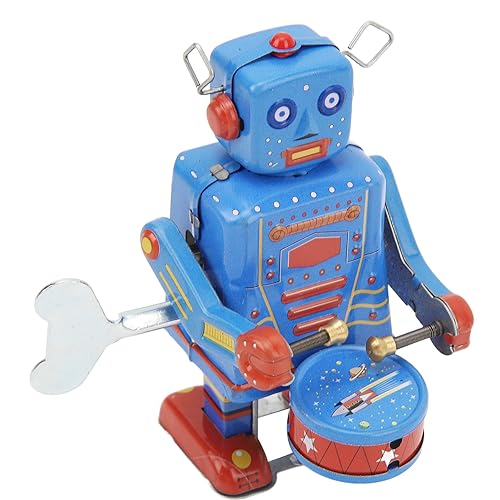 VGEBY Trommelroboter mit Uhrwerk, Spielzeug, Trommelroboter aus Metall, Vintage-Trommelroboter aus Metall, Vintage-Trommelroboter aus Metall Andere Kinderspielzeuge Für Den Außenbereich von VGEBY