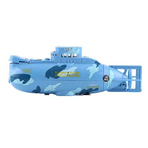 U Boot Spielzeug,Mini RC Submarine Ferngesteuert U-Boot Kinder Spielzeug mit Fernbedienung und USB Kabel (Blau) von VGEBY