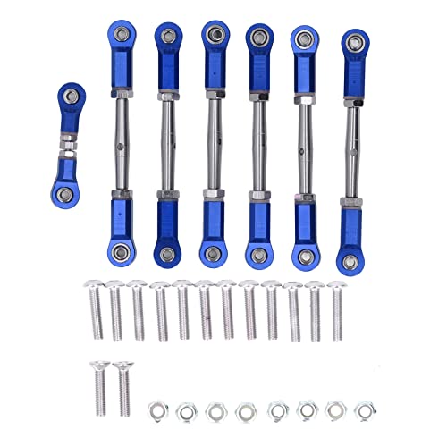 Verstellbares Spurstangen-Set, 7-teiliges RC-Metall-Lenkservo-Link für Traxxas 1/10 RC-Auto, Verstellbares Spurstangen-Set(Blau) Auto Modelle von VGEBY