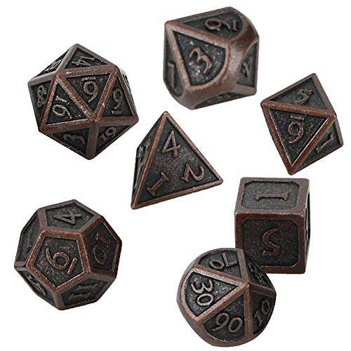 VGEBY1 7Pcs Polyhedral Dice, Vintage Metall Mehrfachseiten DND RPG Würfel Metall Blume Sharp Dice Set Tischspiel von VGEBY1