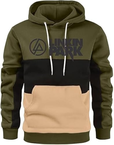 VGFSVGDD Herren Fleece Hoodie für L.in.k..in P.a.r.k Print Pullover Casual Streetwear Langarm Unisex Streetwear Kleidung Color Block Hooded Sweatshirt Tops von VGFSVGDD