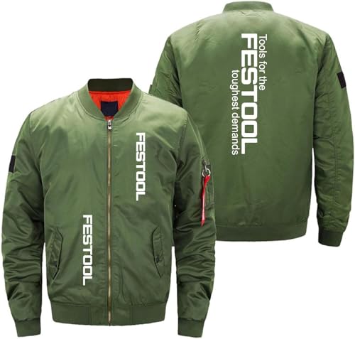 VGFSVGDD Herren Winter Bomberjacke Für FE.ST O.O L Winddicht Baseballmantel Lang Lose Fluganzug Jacke Durchgehender Reißverschluss Langarm Stand Up Kragen Lässig Herbst von VGFSVGDD