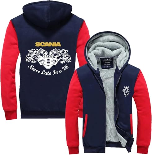 VGFSVGDD Herren Winter Bomberjacke Für Scania Winddicht Baseballmantel Lang Lose Fluganzug Jacke Durchgehender Reißverschluss Langarm Stand Up Kragen Lässig Herbst von VGFSVGDD