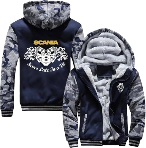 VGFSVGDD Herren Winter Bomberjacke Für Scania Winddicht Baseballmantel Lang Lose Fluganzug Jacke Durchgehender Reißverschluss Langarm Stand Up Kragen Lässig Herbst von VGFSVGDD