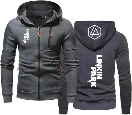 VGFSVGDD Solide Farbe Hoodie Mantel für Männer von Li.n..k.in P.a..rk Frühling und Herbst Fitness Wear Full Zip Tops Hoody von VGFSVGDD