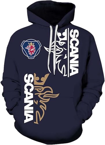 VGFSVGDD Unisex Hoodies Pull Over Sweatshirts 3D für SCANIA Print Hooded Tops lässig Langarm Motorrad Hoodie von VGFSVGDD