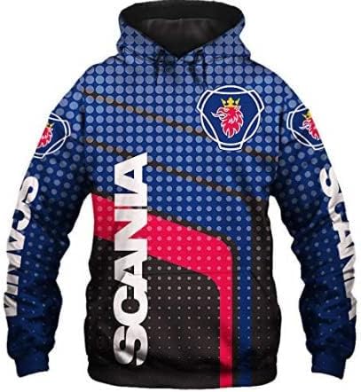 VGFSVGDD Unisex Hoodies Pull Over Sweatshirts 3D für SCANIA Print Hooded Tops lässig Langarm Motorrad Hoodie von VGFSVGDD