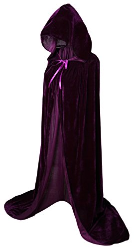 VGLOOKO Voller Länge Kapuzen Umhang Unisex Erwachsene Samt Cape Cosplay Kostüme für Karneval und Halloween 59“ von VGLOOK