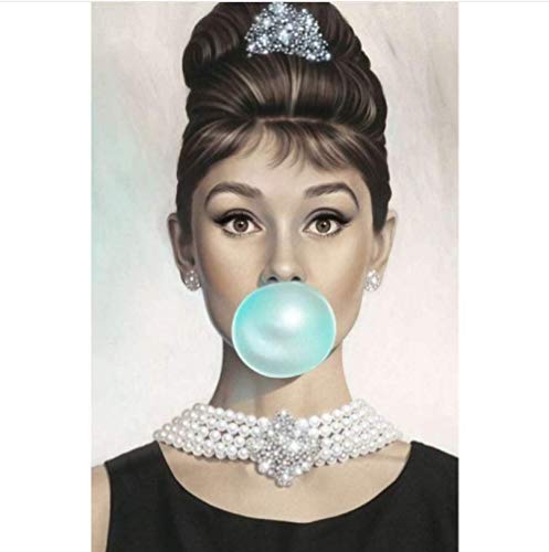 VGSD® Klassische Puzzle Puzzles 1000 Stück, Audrey Hepburn Blow Blue Bubbles Zitate Puzzles Spielzeug, Für Erwachsene Kinder Muster Lernspielzeug 50X75Cm von VGSD