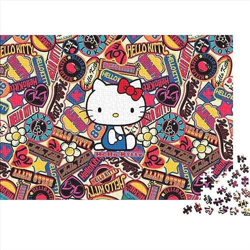 1000 Teile Hello Kitty-Puzzles Für Erwachsene Cartoon-Katzen-Puzzles Kreatives Holzpuzzle Schwieriges Puzzlespiel Stressabbau Unmögliches Puzzle Für Jugendliche (Größe 75X50CM) von VHOMES