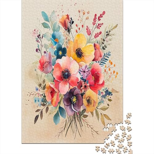 Watercolor Blumes Puzzle 1000 Teile Puzzle Erwachsene Schwieriges Schwer Puzzle Für Erwachsene Und Kinder Ab 14 Jahren Puzzel 1000pcs (75x50cm) von VIAGECSKE