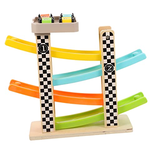 1 Satz Auto-Track- holzspielzeug Auto Toys for Boys jucarii pentru copii Holzspielzeug Set Auto-Spiel Holzrutsche Rennwagen-Figur Autospur hölzern VICASKY von VICASKY