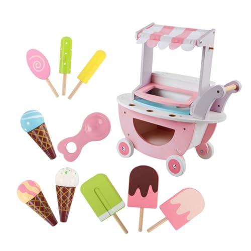 VICASKY 1 Satz Spielzeug Eiscreme Spielzeug geldgeschenke Weihnachten ziernieten Spielzeug Set mockin Toy Set tun so, würden Dessert Spielen künstliches hölzern Rosa von VICASKY