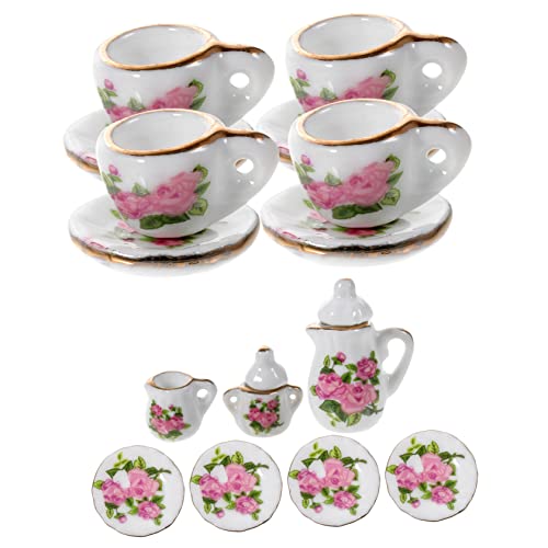 1 Satz Mini-Geschirr aus Keramik Mini-Teetasse Miniatur Teekannen Bausatz Kessel winzig Nachmittag Dollhouse playmobile puppenhauszubehör Mini-Hausdekoration Mini-Küchenzubehör VICASKY von VICASKY