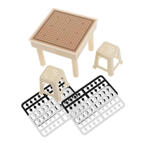 1 Satz Miniaturschach spielbrett familienspiel Gobang-Spielset Szenen-Dekoration kinderzimmer zubehör Magnettafel für Kleinkinder Puppenstubentisch und Stühle Tritthocker Plastik VICASKY von VICASKY