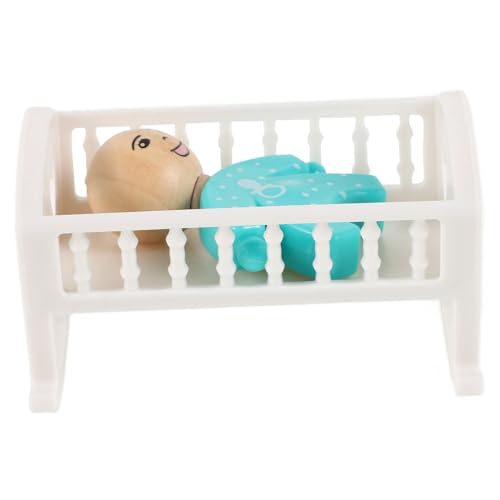 1 Satz Puppenhausbett Puppenhaus-Miniaturkrippe Babypuppenbett Mini-Hausmöbel Puppenbett Dekoration Miniaturmöbel babybett Puppenhaus Mini Krippe Requisite Mini-Hausaccessoire Holz VICASKY von VICASKY