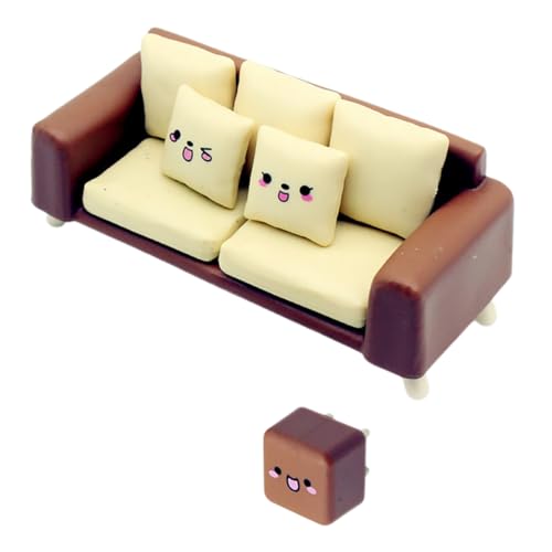 1 Satz Puppenstubensofa Puppenhaus-Mini-Sofa Spielsofa Vorgeben Puppenhaus-sofasessel Puppenhaus-wohnzimmerdekoration Mini-möbel Winzige Bank Dekorativer Miniaturhocker Plastik VICASKY von VICASKY