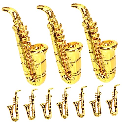 10St Musikinstrumentenmodell für kinderspielzeug hühner Children Toys Miniatur Figuren kleine Musikinstrumente winzige Musikinstrumente Plastik Golden VICASKY von VICASKY