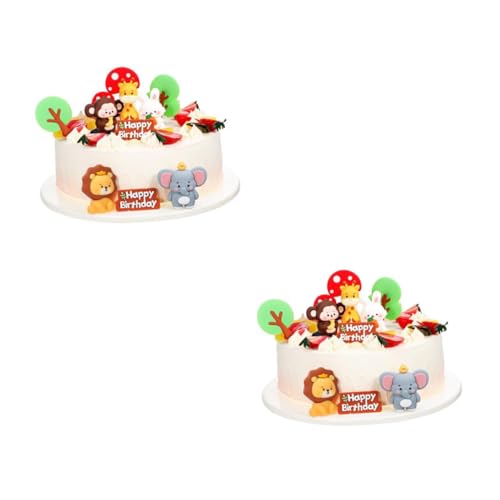 2 Sätze Kuchendekoration Mit Weichem Kleber Waldtierfiguren Cupcake-topper Für Babys Löwen-cupcake-topper Kuchendeckel Für Babys Dschungel-babyparty-dekorationen Weiches Gummi VICASKY von VICASKY