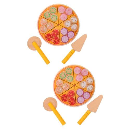 2St Pizzaspielzeug Spielzeug zum Schneiden von Lebensmitteln Pizza-Spielset für Kinder Pizza Spielen Holz Pizza Spielzeug Pizzastücke Spielzeug Essen Spielset Holzspielzeug hölzern VICASKY von VICASKY