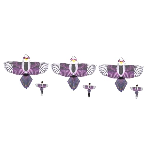 3 Sätze Adlerflügel Kostüm Eulenflügel Performance-Schmuck Kostüm für Kinder Möwe Halloween Costume Halloween Kleidung Flügel für Kinder kreativer Kostümschmuck Chiffon Violett VICASKY von VICASKY