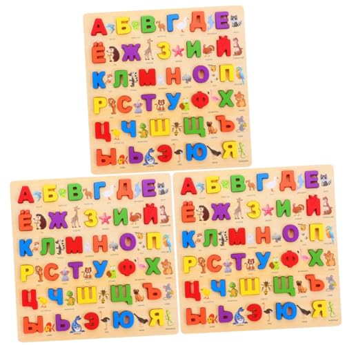 3 Sätze Russisches Rätsel Puzzle für Kleinkinder Alphabet-Puzzle-Brett Russisches Buchstabenrätsel Puzzle für Kinder Russisches Alphabet für Kinder passendes Spielzeug Holz VICASKY von VICASKY