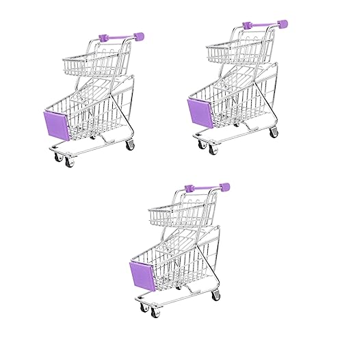 3St Mini-Einkaufswagen Spielzeug einkaufswagen Mini einkaufswagen Kleinkindspielzeug Miniatur-Supermarktwagen Kinderwagen Kinderspielzeug Kleiner Einkaufswagen Violett VICASKY von VICASKY