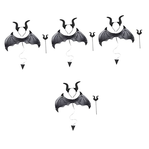 4 Sets Abschlussball Verkleidung Kopfband Teufel Cosplay Requisiten Teufel Kostüm Requisite Dämonenhörner Stirnband Halloween Teufel Kostüm Set Haarband Halloween VICASKY von VICASKY