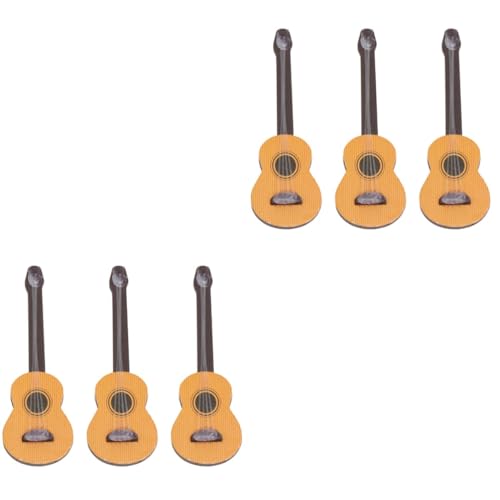 6 STK Gitarren-Requisiten Mikro Gitarren-Instrument-Modell Musical Living Room Decoration wohnzimmerdeko Spielzeug e Gitarre Holzornament Gitarren-Desktop-Dekor Kiefernholz Khaki VICASKY von VICASKY