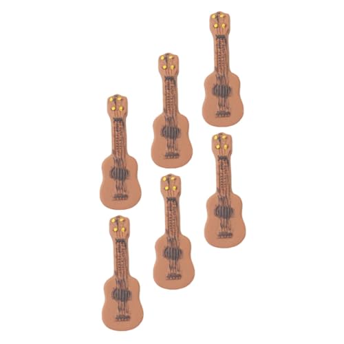 6St Gitarren-Mikrolandschaft Mini-Gitarre- -Requisite Minigitarre für Puppenhaus Tischdekoration Puppenhaus Gitarre Mini-Puppenhaus-Gitarre Miniatur Gitarre Kunstharz VICASKY von VICASKY