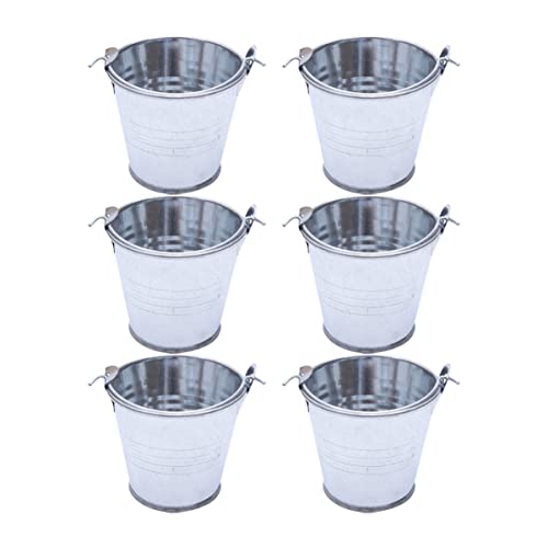 6St Weißblechfass Cool Mädchen Eimer für Chips Serviereimer Eimer mit Deckel blumenbank Storage Boxes bisschen fres wischeimer kreative Blumentöpfe Mini-Snack-Eimer Einfügen Silver VICASKY von VICASKY