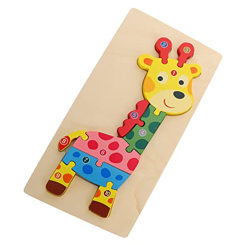 Kognitives Dreidimensionales Puzzle 3D-Tier-Puzzle Tierlernpuzzle Kleinkind-Puzzle Giraffe Rätsel Für Zahlen-Tier-Puzzle Cartoon-Tier-Puzzle Puzzlebrett Aus Holz Hölzern VICASKY von VICASKY