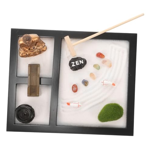 VICASKY 1 Box Zen Sandtisch Zen Garten Set Für Schreibtisch Japanischer Zen Garten Stabiles Sand Gartentablett Mikro Landschaftsdekoration Buddha Zen Garten Zen Garten Sand Set von VICASKY