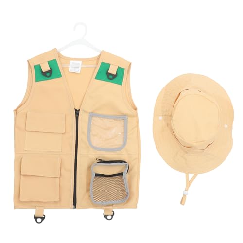 VICASKY 1 Forscher Weste Explorer-kostümversorgung Entdecker-cosplay-requisiten Cosplay Explorer Kleid Zubehör Rollenspiel-explorer-westenanzug Explorer-performance-requisiten Stoff Beige von VICASKY