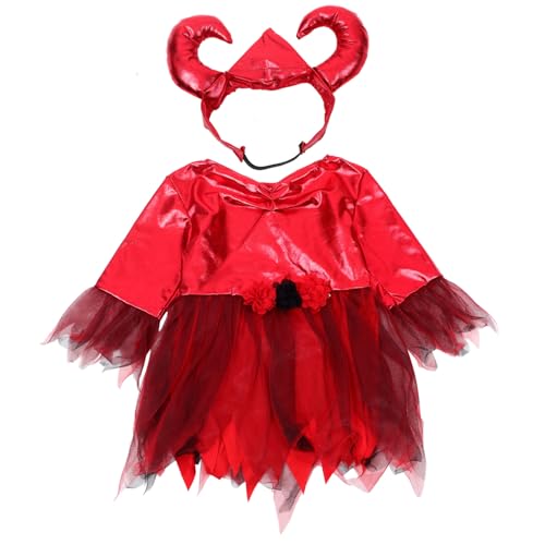 VICASKY 1 Halloween-Kleid Kleinkind Halloween-Mädchenkleidung Maskeradekostüm Halloween Costume Halloween Kleidung Halloween-Kostüme für Halloween-Partykleidung Polyester rot von VICASKY