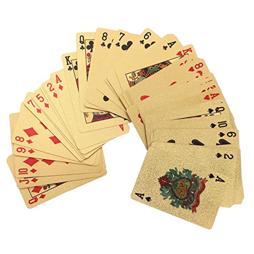 VICASKY 1 Kartenspielen Poker-Spielkarte Decks Goldene Spielkarten Gaming-Spielkarte Canasta-Karten Inhaber Poker-Party-Tool Tischspielkarte Jumbo Plattierte Pokerkarte Wertungslisten PVC von VICASKY