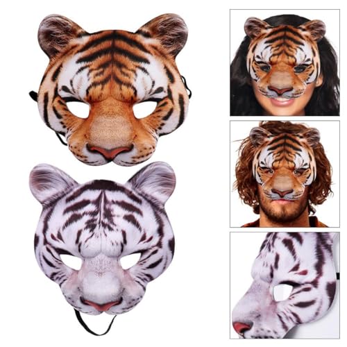 VICASKY 1 Satz 2 Stücke tierische Maske Halloween Maskenkostüm Tiger-Maske-Cosplay tiermasken hallowen masks carnival costume karnevalsmasken Tiger Maske Karneval Gesicht der Tigermaske von VICASKY