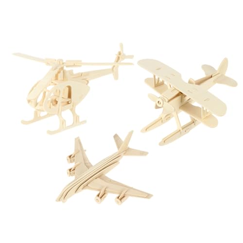 VICASKY 1 Satz 3 STK Flugzeugmodell bastelset basteln für Flugzeugspielzeug Planes Flugzeug-Modellbau Flugzeug Puzzle Puzzlespielzeug 3D-Rätsel hölzern Khaki von VICASKY