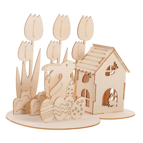 VICASKY 1 Satz 3D-Puzzle-Kaninchen Puzzlematte Puzzle-Spielzeug Für Kinder Hölzernes DIY-Puzzle Lernspielzeug Für Kinder Ostergeschenk Für Kinder Lernpuzzle 3D-montagepuzzle Holz von VICASKY