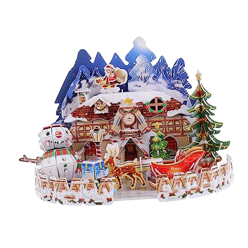 VICASKY 1 Satz 3D-Stereo-Puzzle Weihnachtshaus-Puzzle Weihnachtsbausteine DIY-Spielzeug Für Kinder Kinderpuzzle Gehirnspielzeug Urlaubspuzzle Kinder Rätsel Papier von VICASKY